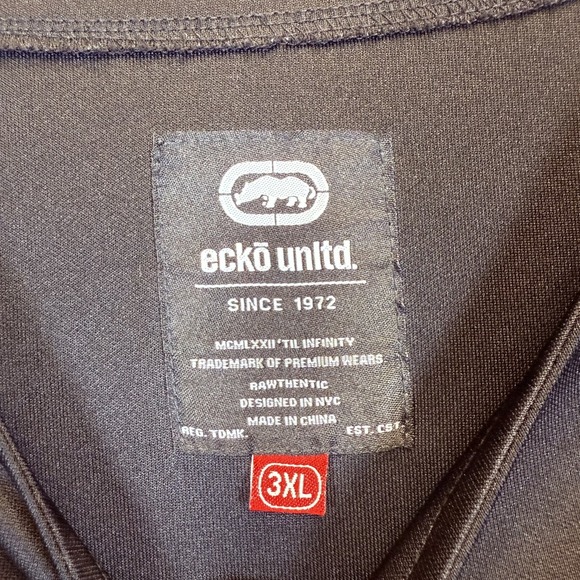 VTG Ecko Unltd Jersey Mens‎ 3XL Black Red Short Sleeve Button Up Baseball Shirt - Picture 5 of 9